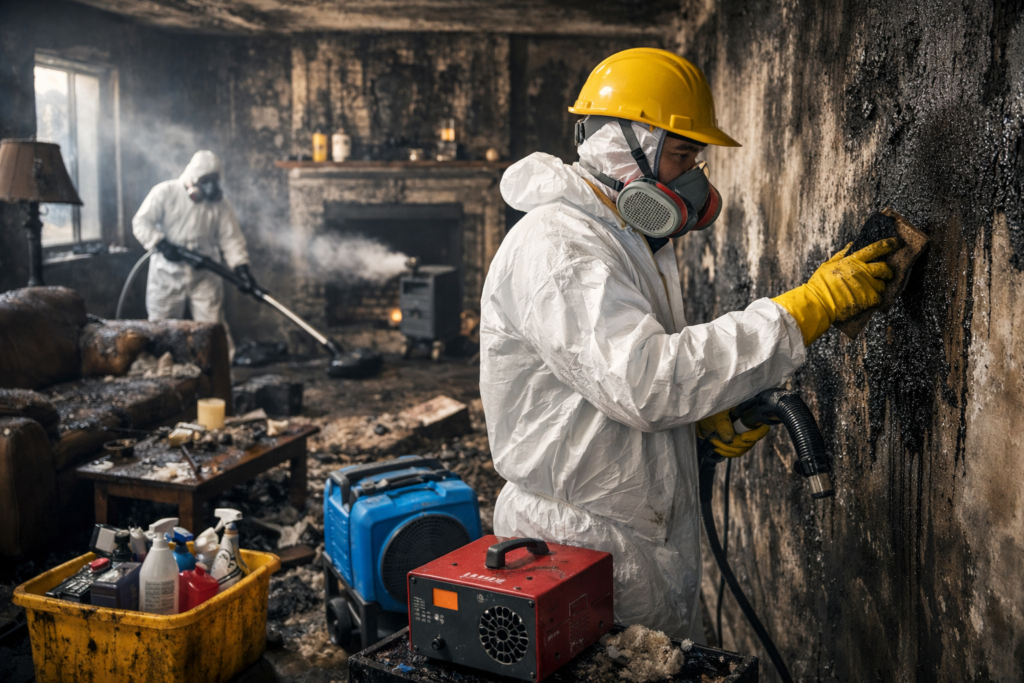 تنظيف المنازل بعد الحريقوإزالة أضرار الدخانفي الكويت